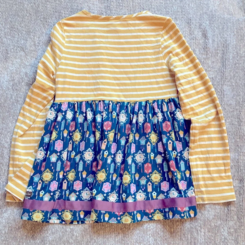 Matilda Jane Clock Print Swing Top‎ Striped Whimsical Girls Size 14